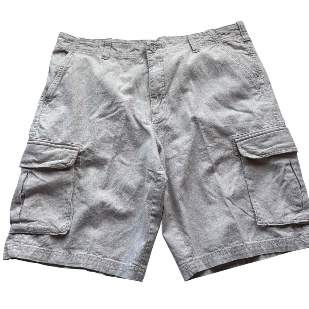 Marc Anthony Mens 38 Shorts Linen Cargo Khaki Summer Beach Vacation Outdoor